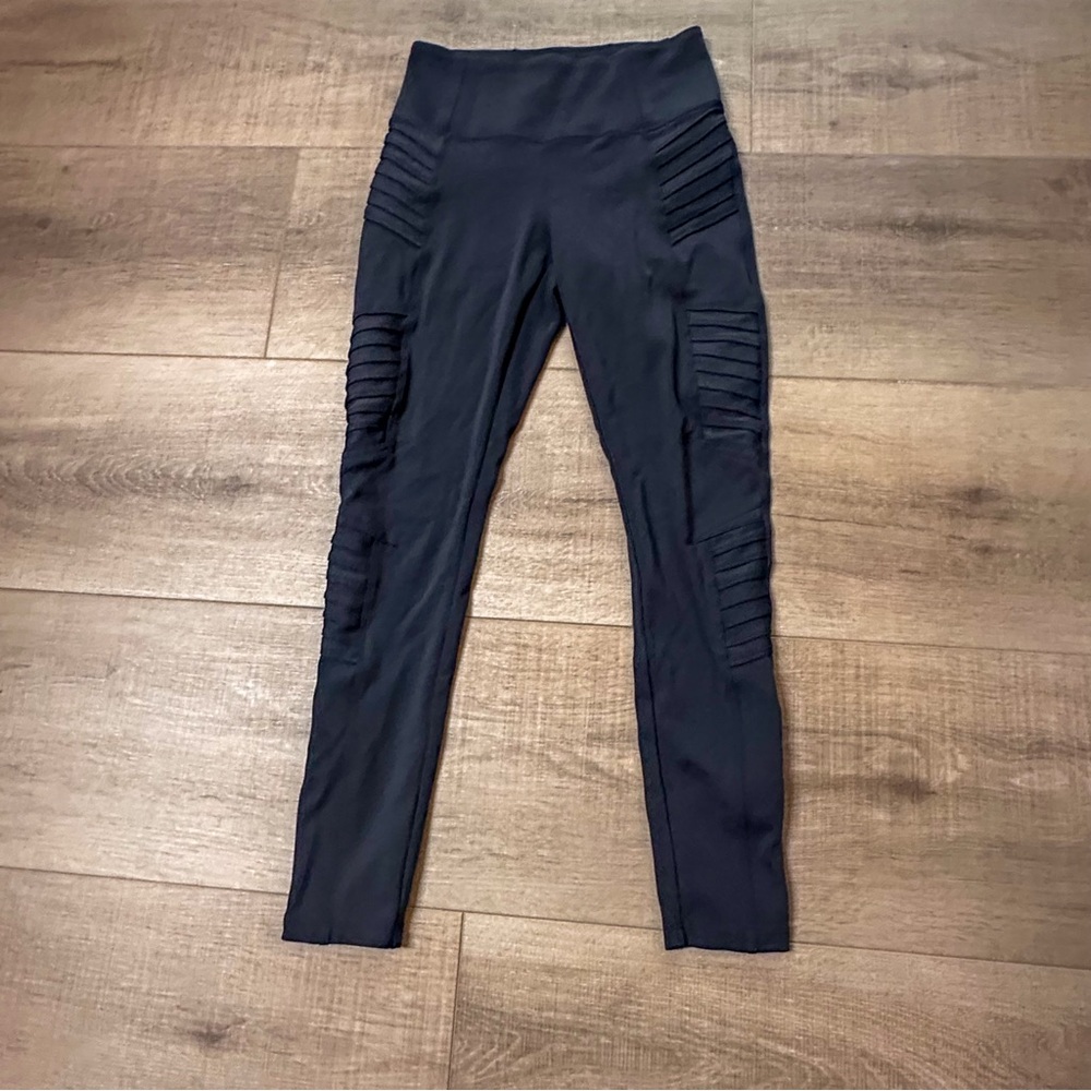 Athleta Black Leggings with Ribbed Detail